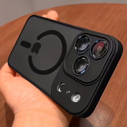 Luxury Magnetic Wireless Charge Phone Case For iPhone 17 Air 16 15 14 13 12 11 Pro Max Plus Matte Translucent Hard PC Armor Shockproof Camera Lens Protection Cover