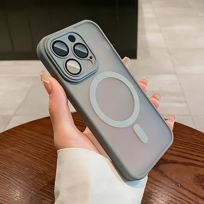 Luxury Magnetic Wireless Charge Phone Case For iPhone 17 Air 16 15 14 13 12 11 Pro Max Plus Matte Translucent Hard PC Armor Shockproof Camera Lens Protection Cover