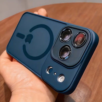 Luxury Magnetic Wireless Charge Phone Case For iPhone 17 Air 16 15 14 13 12 11 Pro Max Plus Matte Translucent Hard PC Armor Shockproof Camera Lens Protection Cover